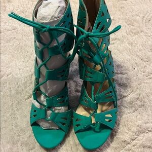 Women's Teal Lace-Up Sandals